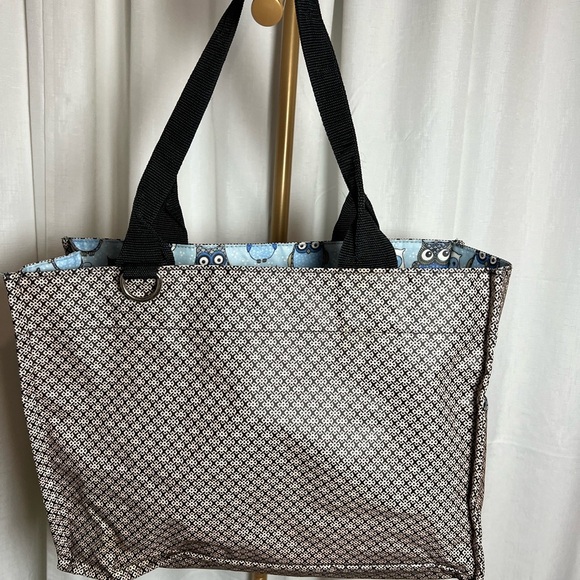 Elegant Black Tan and White Geometric Tote Bag - Picture 1 of 6
